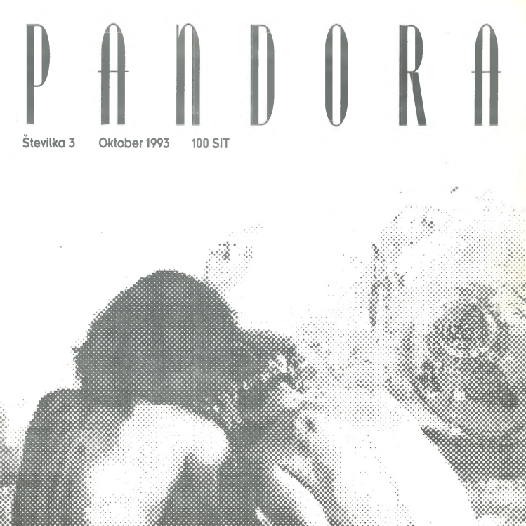 naslovnica pandora: stara fotokopirana grafika, dve goli osebi sedita na tleh, ena ima naslonjeno glavo na ramo druge